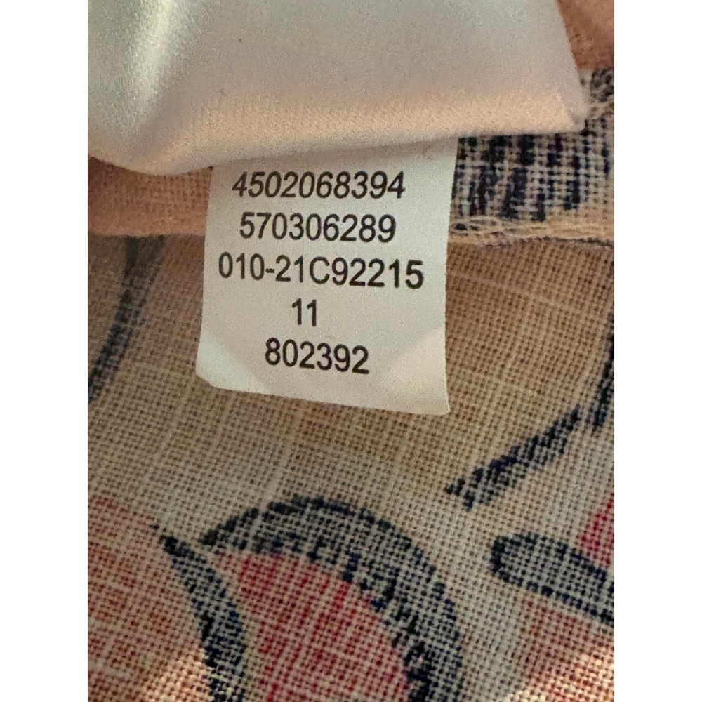 Chicos Women SZ 2 L=12/14 Peach Pink Floral No-Iron 3/4 Sleeve Button Down Shirt - Picture 10 of 10
